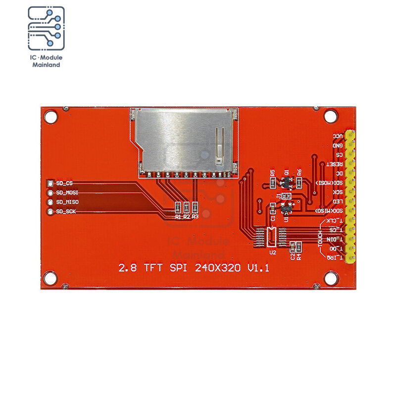 Modul Layar LCD TFT SPI 2.8 Inci Modul Port Seri Resolusi 240X320 dengan Adaptor PCB SD ILI9341 Tampilan LED UNTUK Arduino