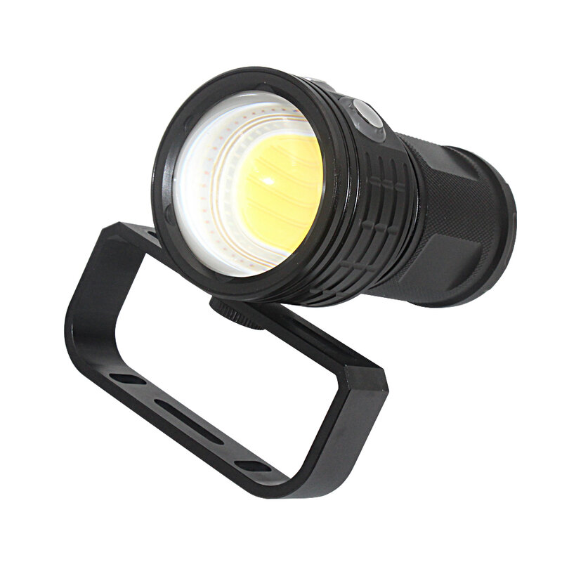 Linterna LED impermeable para buceo, luz táctica subacuática de 100m, COB, 10800 lúmenes, para fotografía y vídeo, con batería de 4x18650