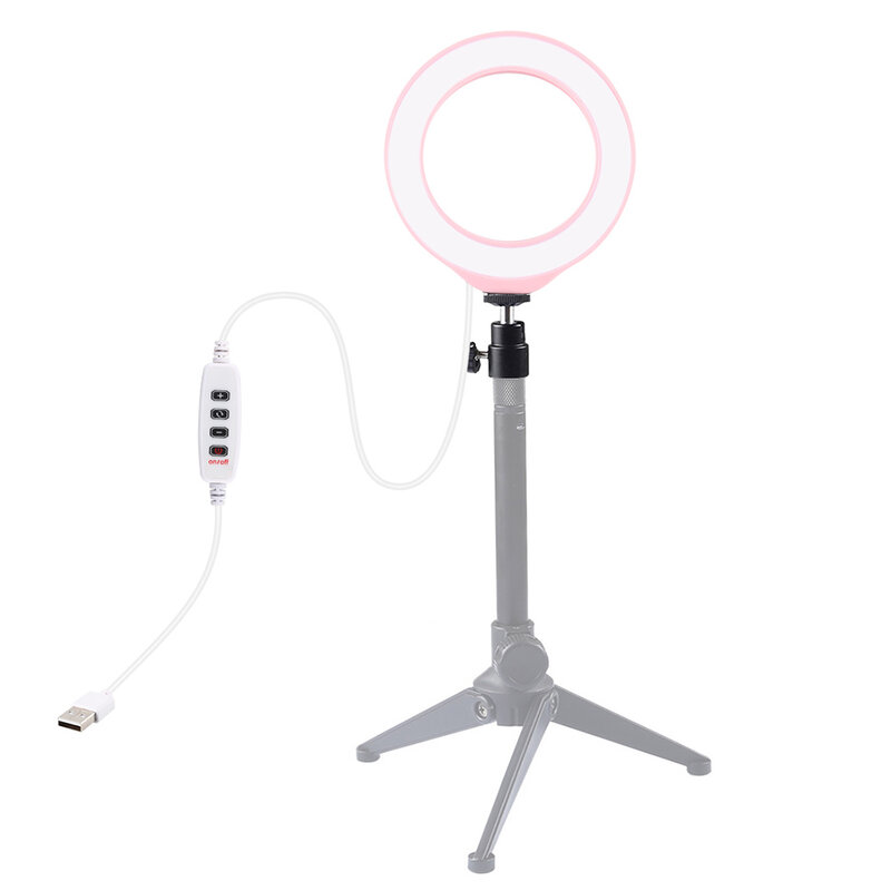 Anillo de luz LED regulable por USB, iluminación de vídeo y fotografía Vlogging, 4,7 pulgadas, 12cm, 3 modos, soporte para teléfono móvil, lámpara para selfi en vivo