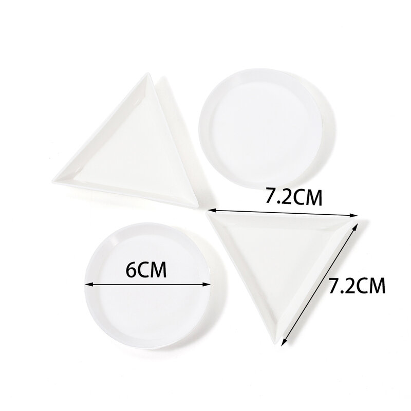 10 pçs/lote Triângulo Rodada Caixas de Jewerly Strass Sacos De Plástico Recipiente Para Exibir Talão Artesanal Bandeja Suprimentos Placa Branca