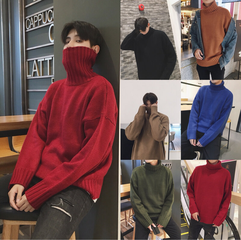 MRMT-suéter de manga larga para hombre, jersey de Color sólido para jóvenes, de cuello alto, informal, novedad de otoño e invierno, 2024