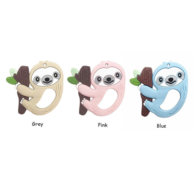 Chenkai 5PCS Silicone Sloth Teether Cartoon Cute Baby Teething DIY Mom Nursing Chewing Chain Pendant Necklace Toy Food Grade