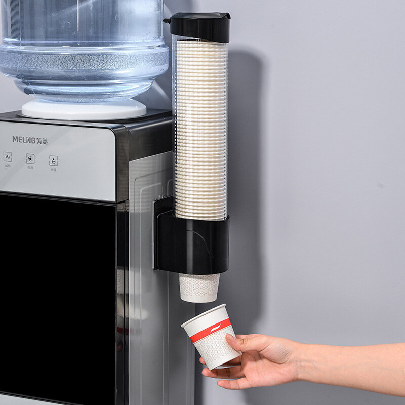 Dispensador de vasos de papel desechables, soporte de plástico para agua, estante de almacenamiento automático montado en la pared