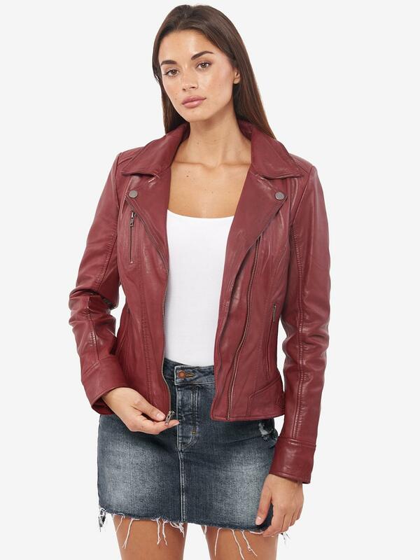 VAINAS jaket kulit asli untuk wanita, jaket kulit domba asli merek Eropa untuk sepeda motor