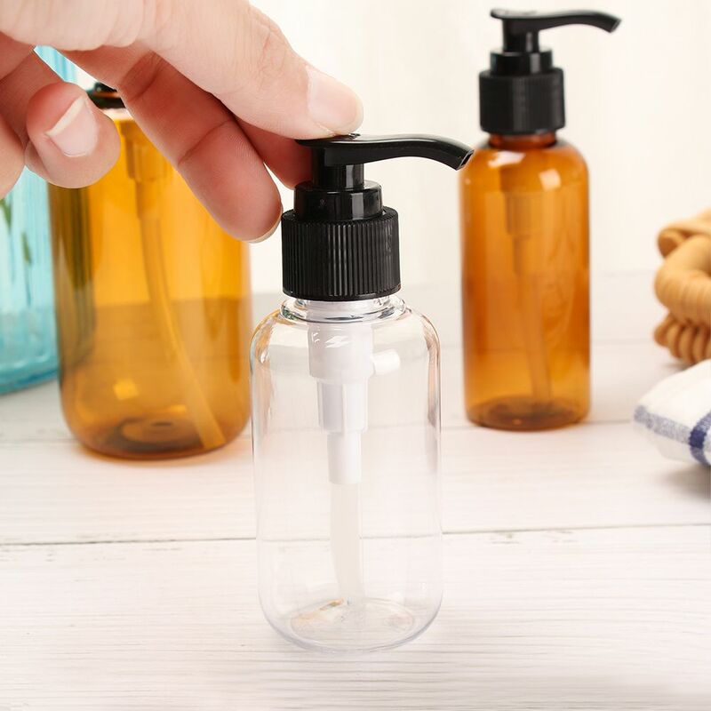 1 Pc Braun/Klare Nachfüllbar Kunststoff Flaschen Shampoo Lotion Dusche Gel Hand Sanitizer Pumpe Container Flaschen Hause Bad Lieferungen