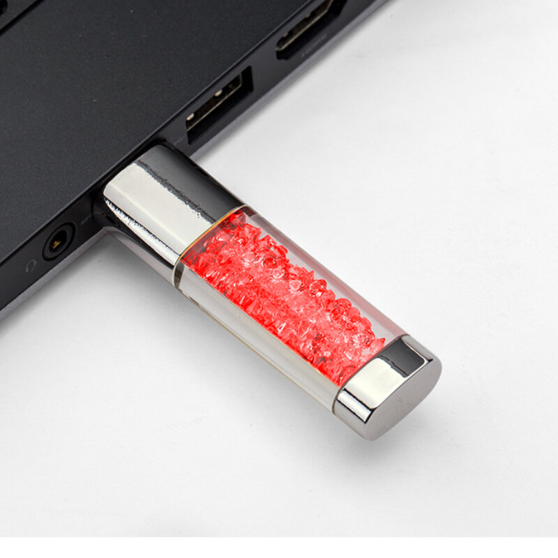Crystal LED light Pen drive 128MB 4GB 8GB 16GB 32GB gadget USB pendrive 64GB chiavetta USB personalizzata usb2.0 PenDrive memory Stick