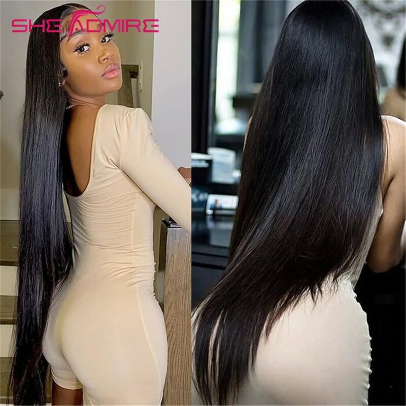 SheAdmire-extensiones de cabello humano liso para mujeres negras, extensiones de cabello brasileño Remy, de 1/3/4 piezas, 32, 34, 36, 38 y 40 pulgadas