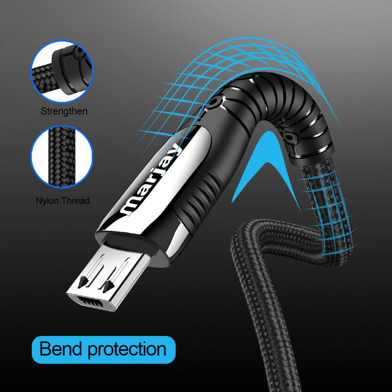 Marjay Micro USB Cable 3A Fast Charging Zinc alloy Data Microusb For Samsung S7 Xiaomi Redmi 4 Note 5 Android Phone Cable