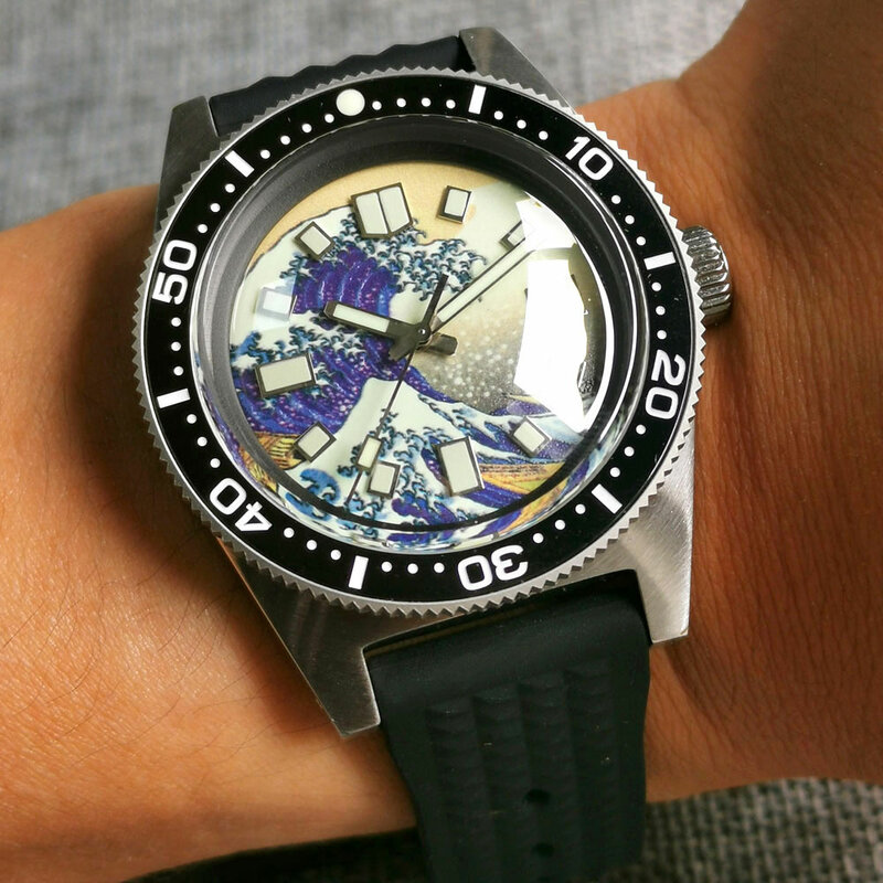Relógio de pulso automático masculino AR abobadado Sapphire Glass, pulseira de borracha, luminosa, NH35A, movimento PT5000, 41mm, 62MAS, 300m