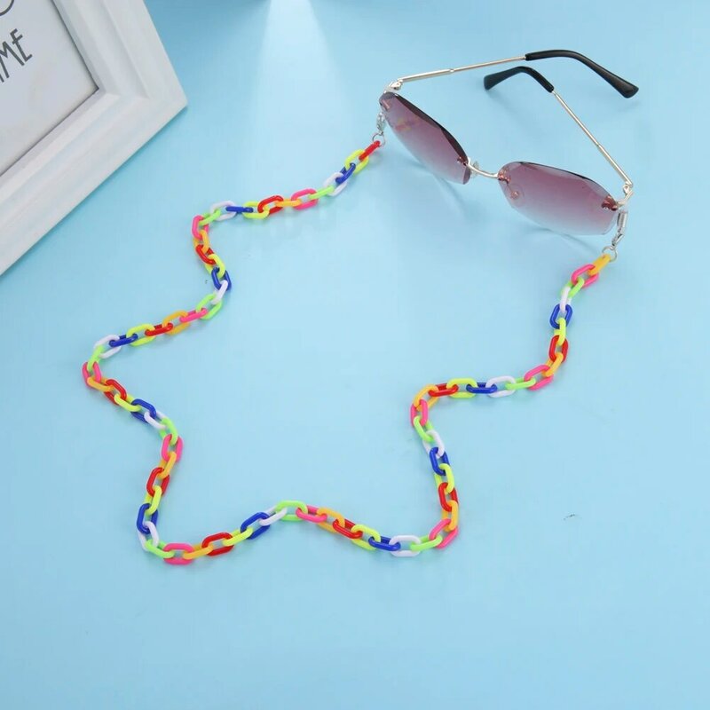 Teamer-Cadena de gafas acrílicas para mujer, cadena de gafas de sol de colores variados, antideslizante, para lectura, accesorios, soporte para máscara, collar de cuerdas