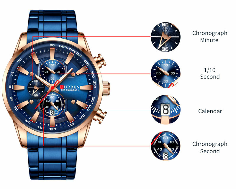 Curren 8351 relógio masculino à prova dwaterproof água casual esportes dos homens relógios de quartzo negócios relógios de pulso cronógrafo relogio masculino novo