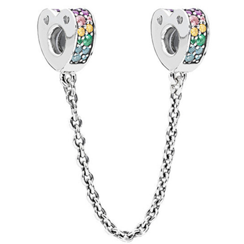 Cadena de seguridad con diamantes de imitación para mujer, gemelos con centro circular, se adapta a la pulsera Pandora Original, gran oferta, nuevo y Original