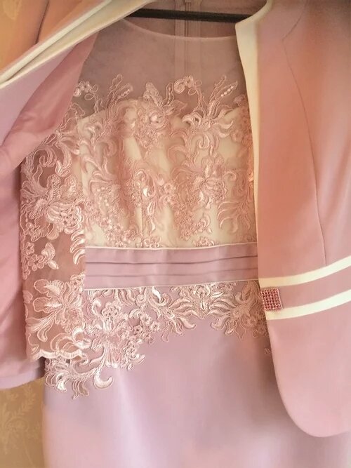 Robe en dentelle de couleur rose sur mesure pour mère de la mariée, tenue formelle de mariage