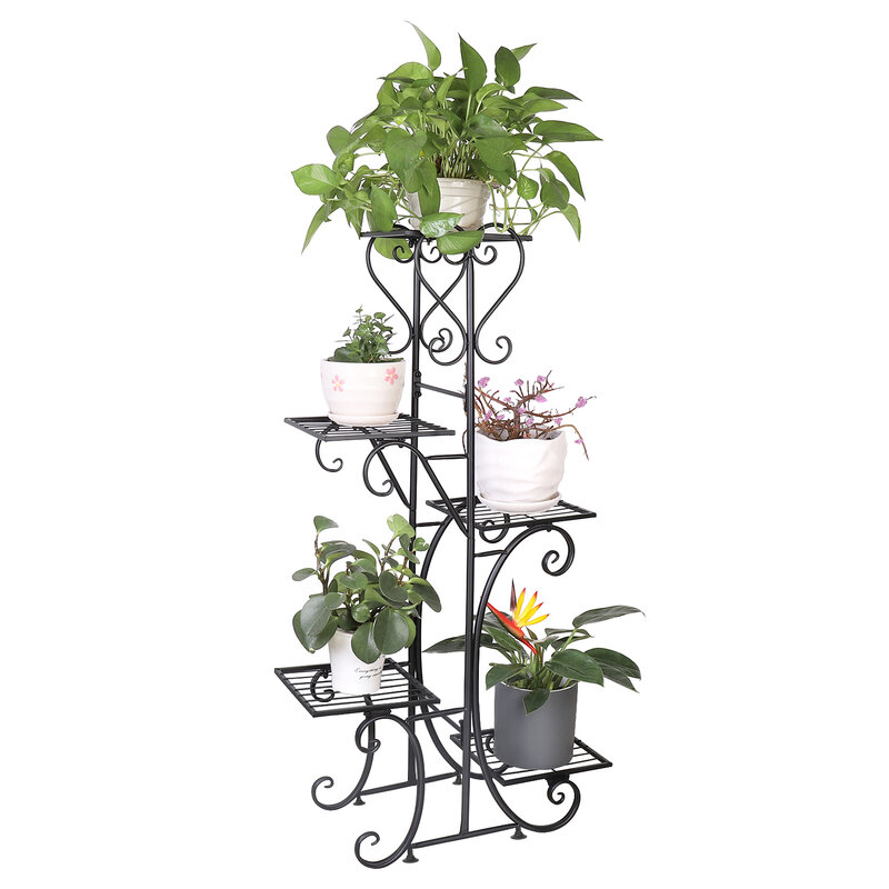 5 Tier Schwere Pflanzen Stehen Metall Blume Display Regal Verbesserte Version mit 4 Gleichgewicht Unterstützung Punkte für Indoor oder Outdoor