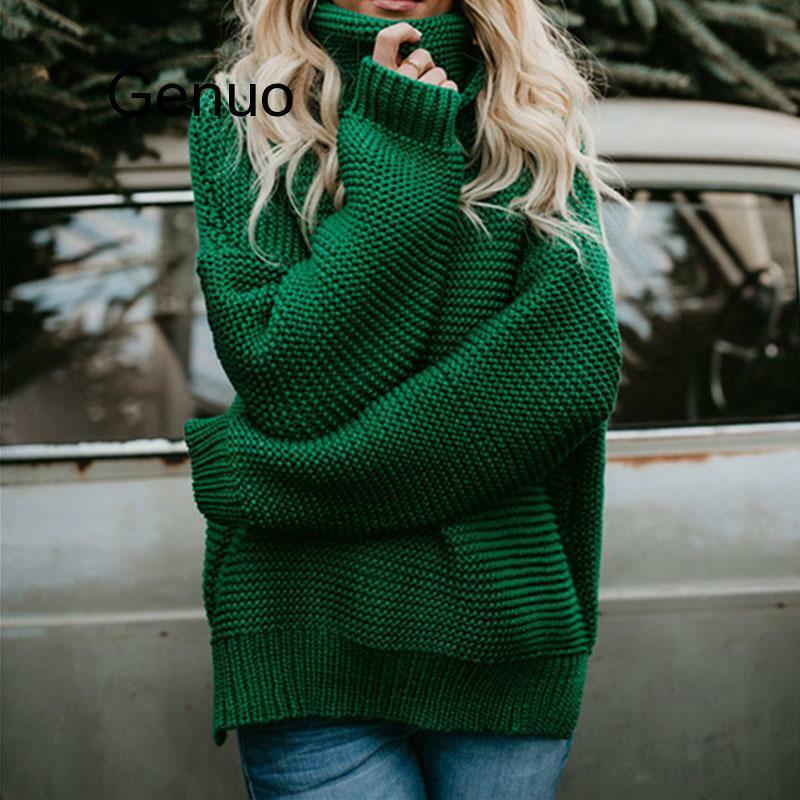 Frauen Rollkragen Pullover Herbst Winter 2019 Pull Jumper Europäischen Casual Twist Warme Pullover Weibliche Übergroßen Pullover Pull