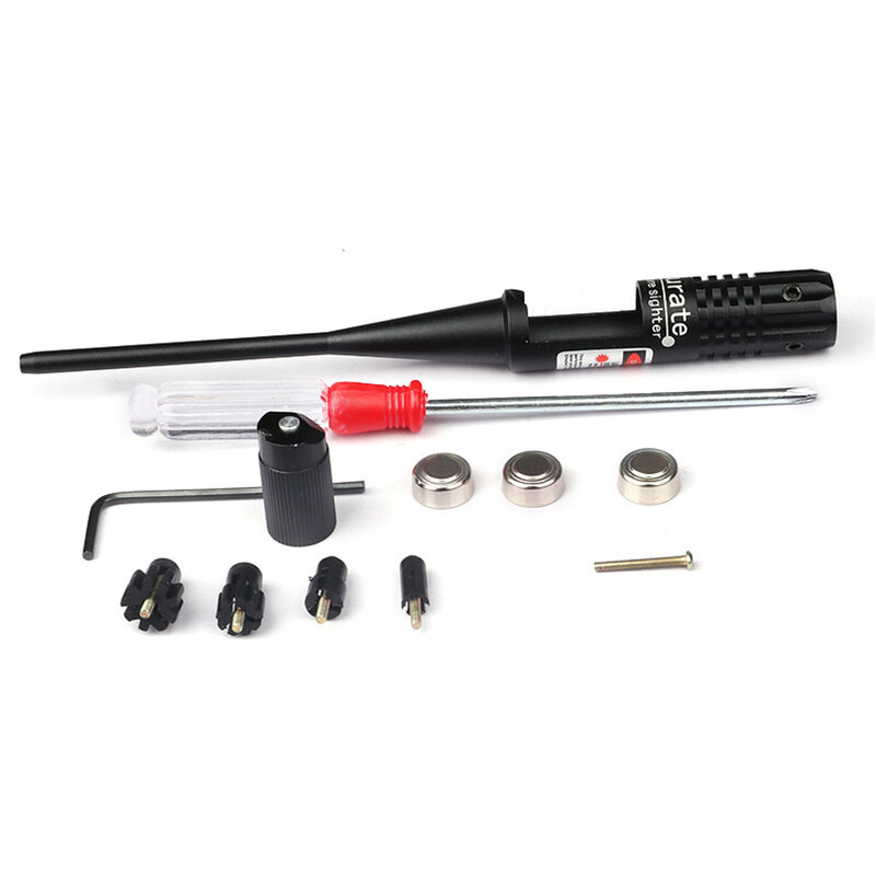 1 Set Einstellbare Adapter Gewehre Red Laser Bohrung Sighter Kollimator Kit mit Box Tragen Laser Anblick Für. 22 zu. 50 kaliber Rifies