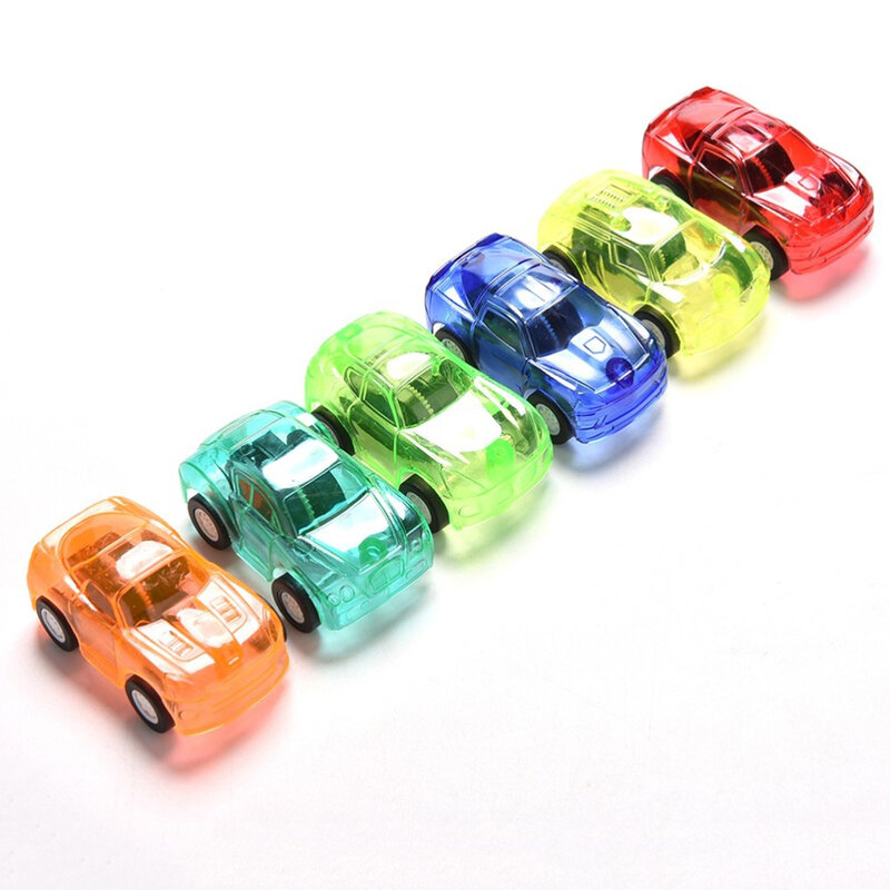 1PC plastikowe przezroczyste zabawki samochodowe wycofać małe inżynierii szybki Model samochodu zabawki dla dzieci prezent losowy kolor Diecasts pojazdy zabawkowe
