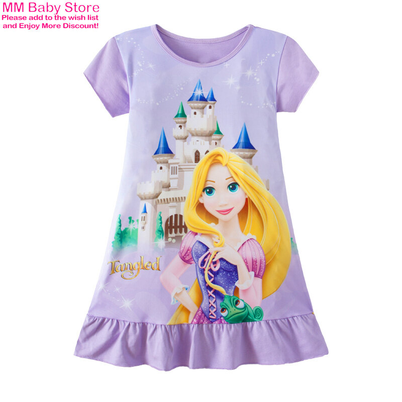 Syrenka Anna Elsa sukienka dziewczyny koszula nocna ubrania Cartoon piżama odzież dziecięca piżama z krótkim rękawem sukienka dziecięca odzież rodzinna