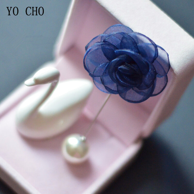 YO CHO-ورود من الحرير الصناعي مع زهرة للعريس ، وزينة الزفاف ، والصدار الشخصي ، وثقب أزرار للرجال