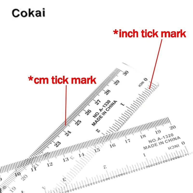 Jindsihou/Cokai/Deli Transparent Plastic Square Ruler 15/20/30cm Measuring Straight Ruler Tool Multifunction Drawing Rulers