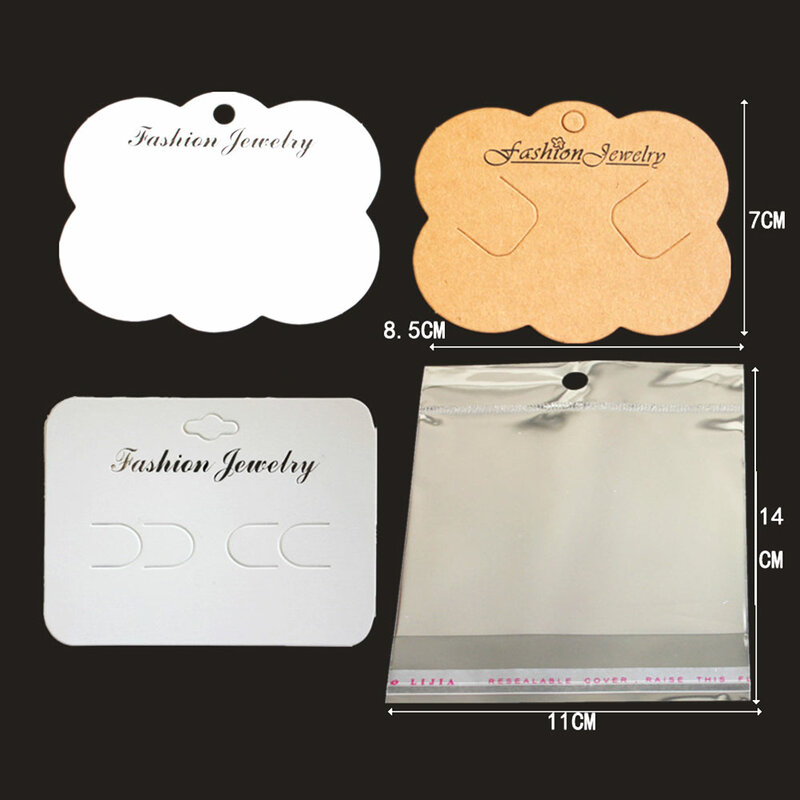 30-50sets Display Karte mit Opp Taschen Transparent Selbst Klebe Kunststoff Tasche für Handgemachte Schmuck Halskette Armband Verpackung