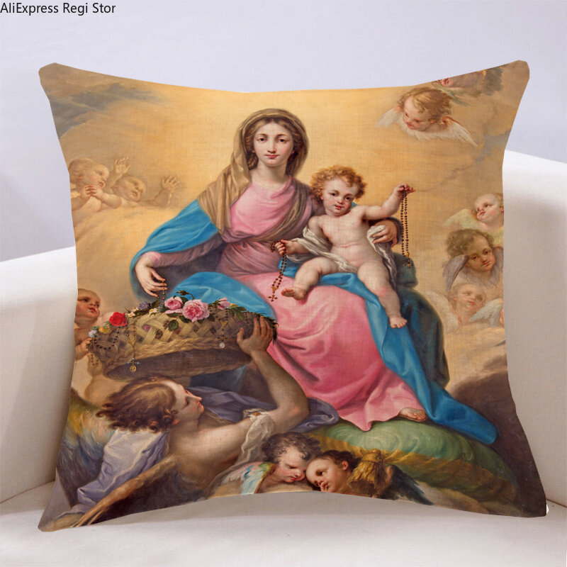 Jesus nascimento retro pintura a óleo de natal linho sofá almofada capa para casa sala estar decoração do carro capa