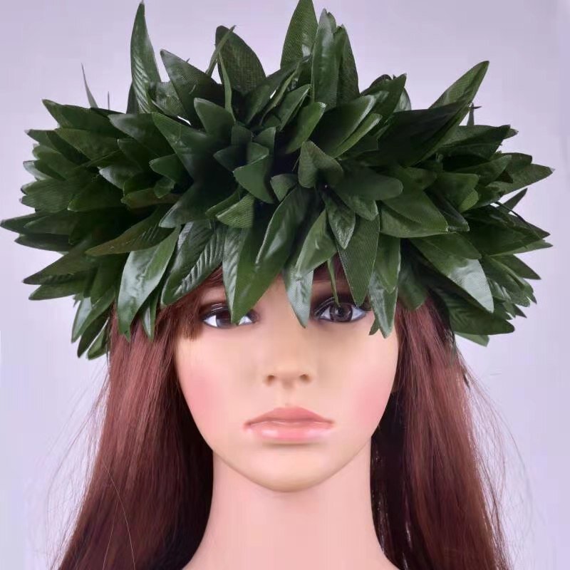MIXED COLOR Free Shipping HK00017 50pcs/lot 64CM 2Color Artificial Silk Maile Leaves Headband Haku Hair Accessories Hawaii Party