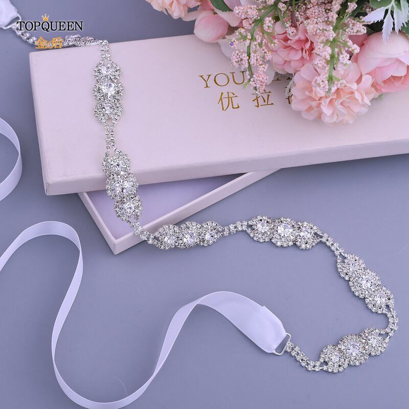 TOPQUEEN Mix Style Bridal Belt Rhinestone Bling for Women Luxury Beaded Wedding Flower Bridesmaids Party Dresses Gown Decoration