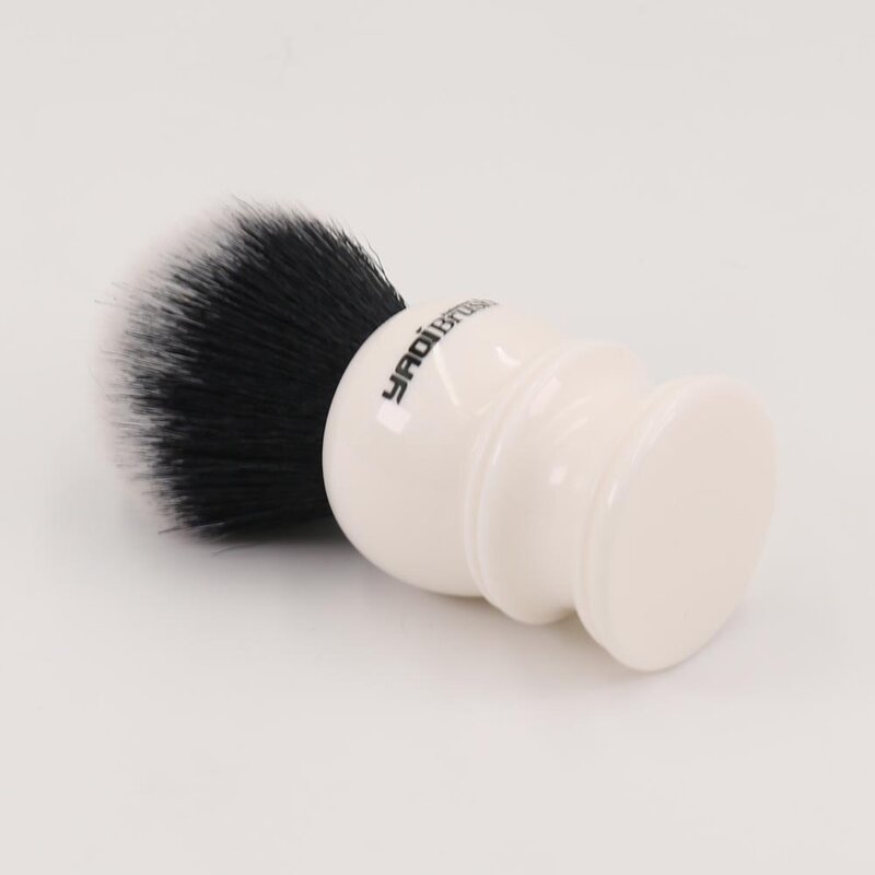 YAQI-brocha de afeitar para hombre, pelo sintético con mango de resina blanca y nudo de gran tamaño, 30mm