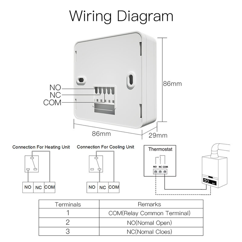 LCD Wall-Hung Gas Boiler Heating Temperature Programmable  Thermostat Battery Powered Thermoregulator with backlight