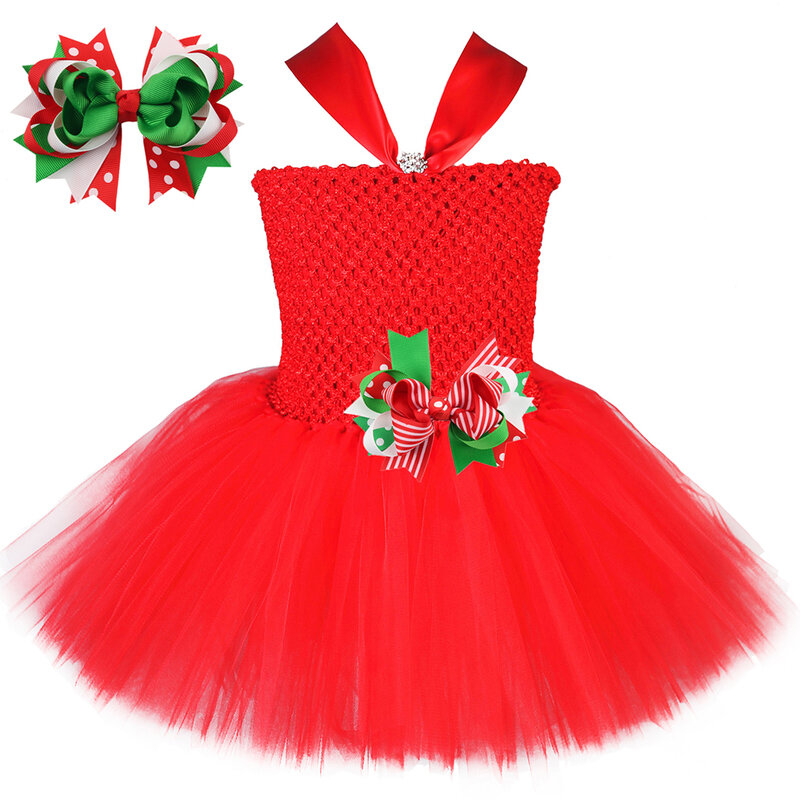 Gaun Tutu Natal Anak Perempuan Pakaian Kostum Elf Natal Anak-anak Bayi Balita Merah Gaun Pesta Tahun Baru Natal Anak-anak Mewah
