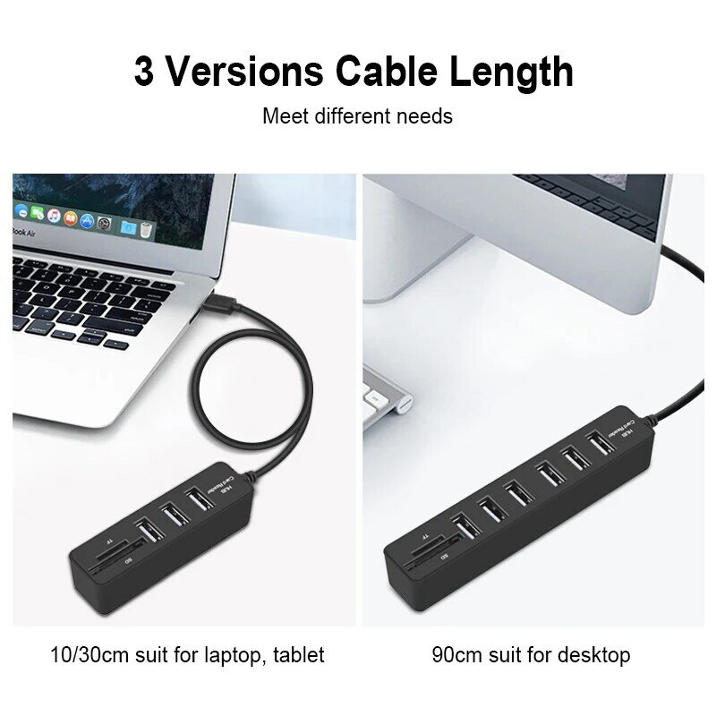 Universal Multi USB 2.0 Hub USB Splitter High Speed 3/6 Ports 2.0 Hab TF SD Card Reader All In One For PC Computer Accessories