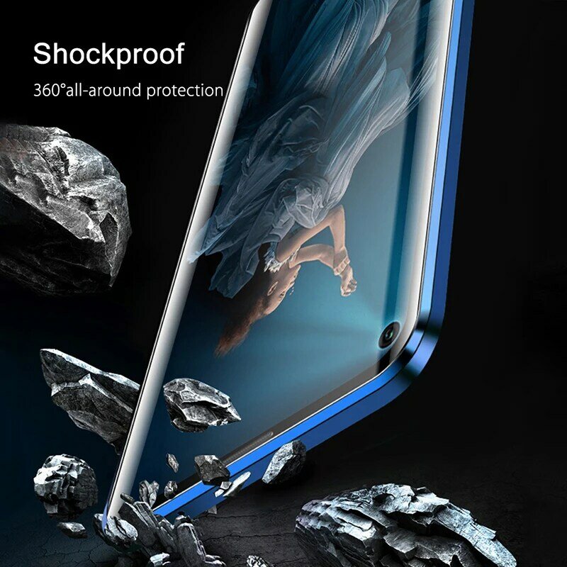 Natrberg verre étui pour Huawei Nova 5T boîtier magnétique métal 360 double verre trempé arrière couverture rigide sur pour Huawei Honor 20 étui