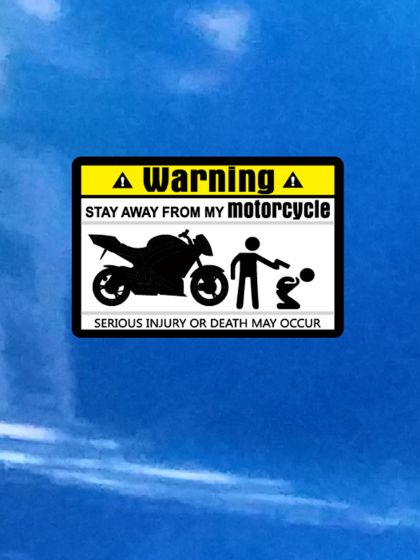 オートバイと自転車のステッカー,車のステッカー,ユニークな警告マーク,8cm x 5.3cm