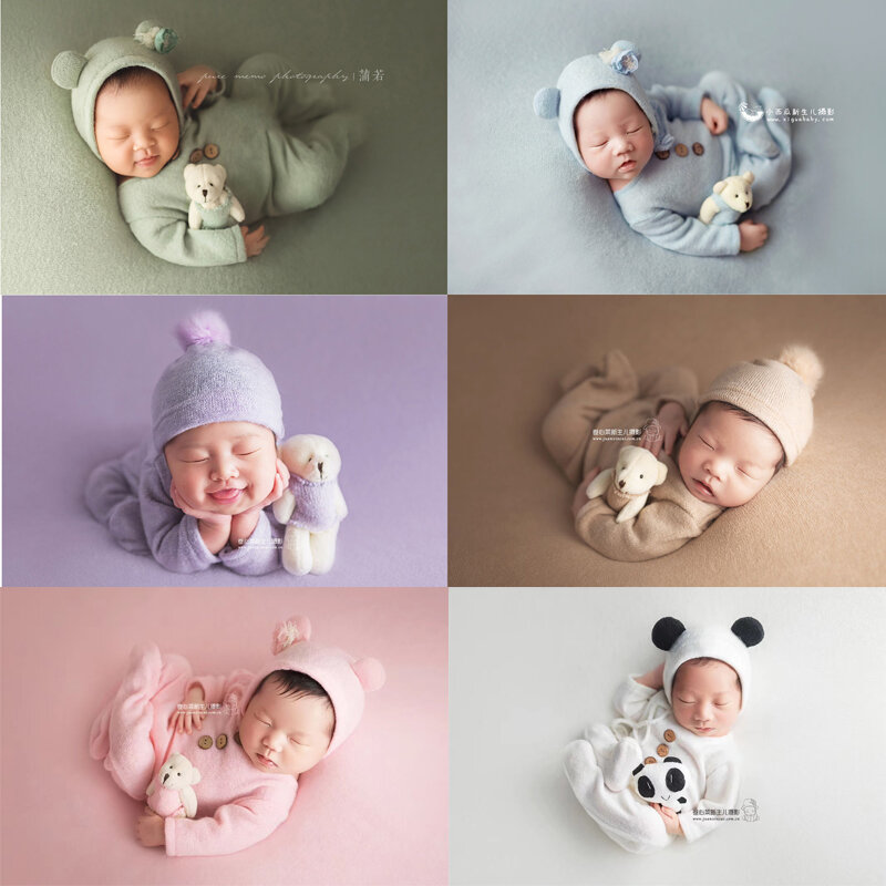Pasgeboren Fotografie Props Baby Outfits Rompertjes Pasgeboren Hoed Baby Pop Props 3 Stks/set