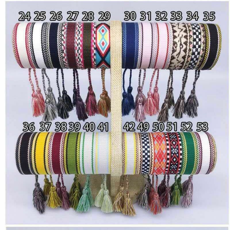 2020 Hot Sale Woven Bracelet Handmade Letter Embroidery Cotton Bracelets Brand Fabrics Tassel Adjustable Bangle wholesale