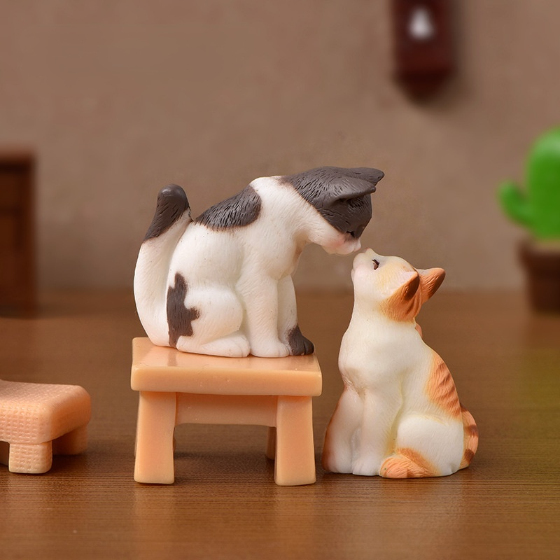 Realista gatinho criativo micro-paisagem resina artesanato dos desenhos animados bonito gatinho simulação animal bola de cristal acessórios