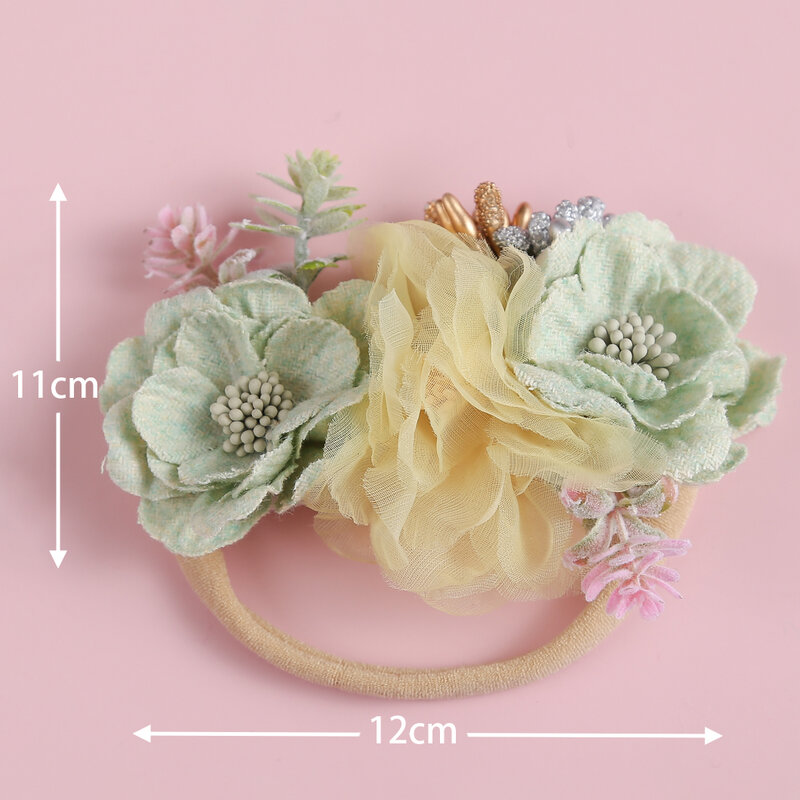 Princesa Florals Headband para bebê recém-nascido, elásticos de cabelo, flores Fotografia Prop, infantil Headwear, Acessórios para cabelo infantil