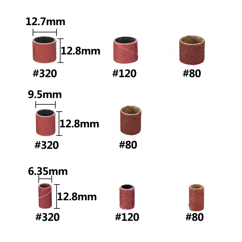 Kit de ponçage pour tambour, 338 pièces, 80, 120, 320 bandes de ponçage de grain avec 2.35/3.175mm tige mandrins pour Dremel outils éloignés papier de verre