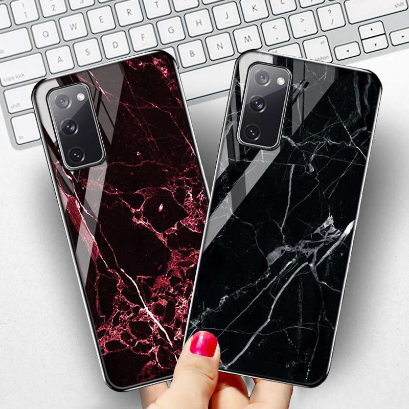 Marble  Tempered Glass Case For Samsung S21 FE Funda S23 Ultra S22 Plus S20 Note 10 Plus A53 5G A13 A33 A04s A22 A52 A52s Covers