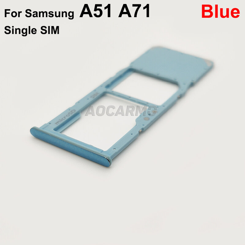 Aocarmo-bandeja de tarjeta SIM Dual y única, soporte de ranura, pieza de repuesto, para Samsung Galaxy A51, A71, A515F, SM-A7150
