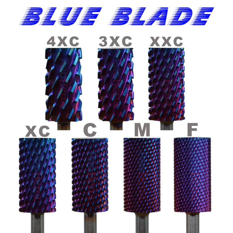 Right Hand Tungsten 6.6 Large Barrel Blue Blade Carbide Super sharp cut Mills Cutter for Manicure Accessories Nail Drill Bit
