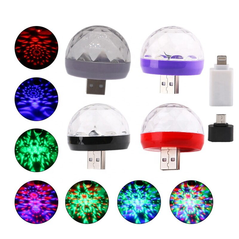RGB Magic Color Bulb Small Car Lamp Usb Party LED stage Light Dj Disco Ball Mini Led Disco Lights Compatible