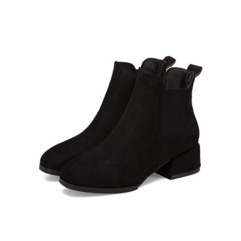 Monerffi outono botas de inverno feminino camelo preto ankle boots para mulher salto grosso deslizamento em sapatos femininos bota feminina 36-41