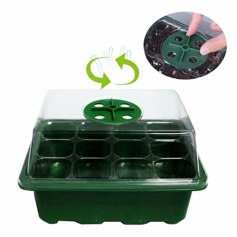 Suculentas de plástico 6/12 componentes bandejas de mudas semente starter caixa planta flor crescer pote de partida com tampa