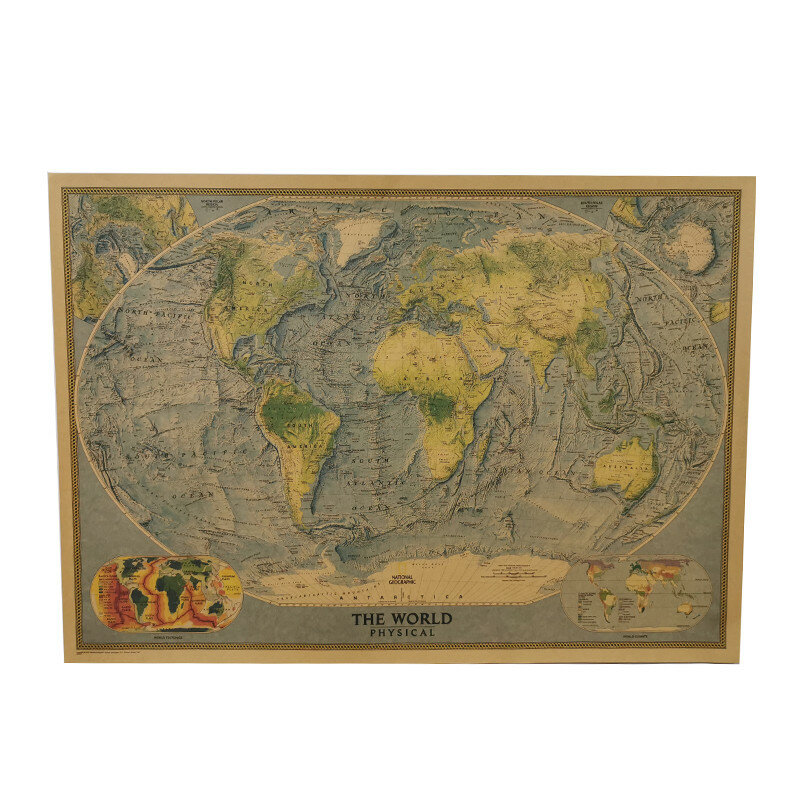 Autocollants muraux cartes du monde 72x51cm, 1 pièce, papeterie scolaire, décoration d'album, stylée