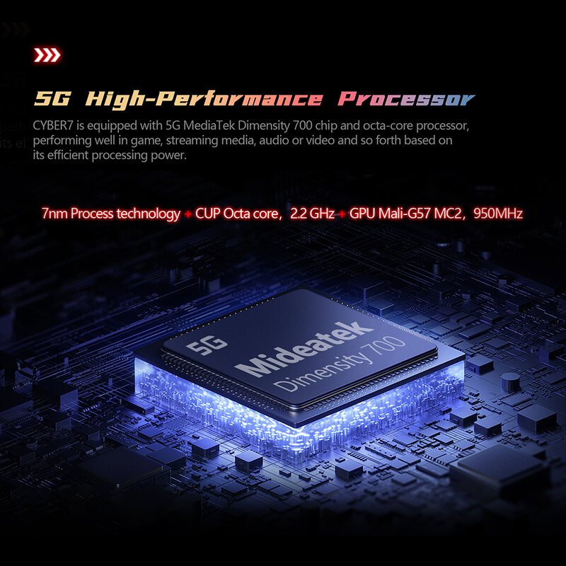 HOTWAV Cyber 7 5G Wytrzymały zestaw słuchawkowy 6,3-calowy ekran FHD+ 8 GB RAM 128 GB ROM 8280 mAh Bateria 48 MP Tylna 20 MP Kamera noktowizyjna NFC