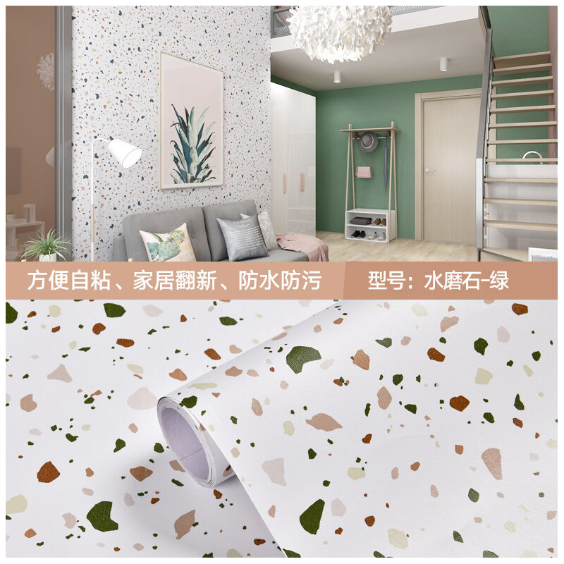 Modern PVC Self Adhesive Waterproof Wallpapers Terrazzo Peel and Stick Stickers for Kitchen Countertop Home Decals Wall Stickers