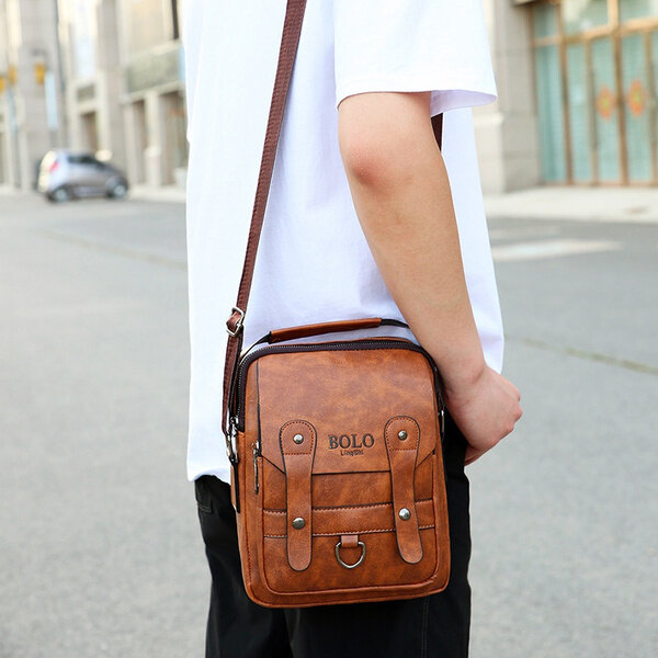 Mężczyźni biznes Vintage miękkie PU pojedyncze ramię torba do pracy wysokiej jakości