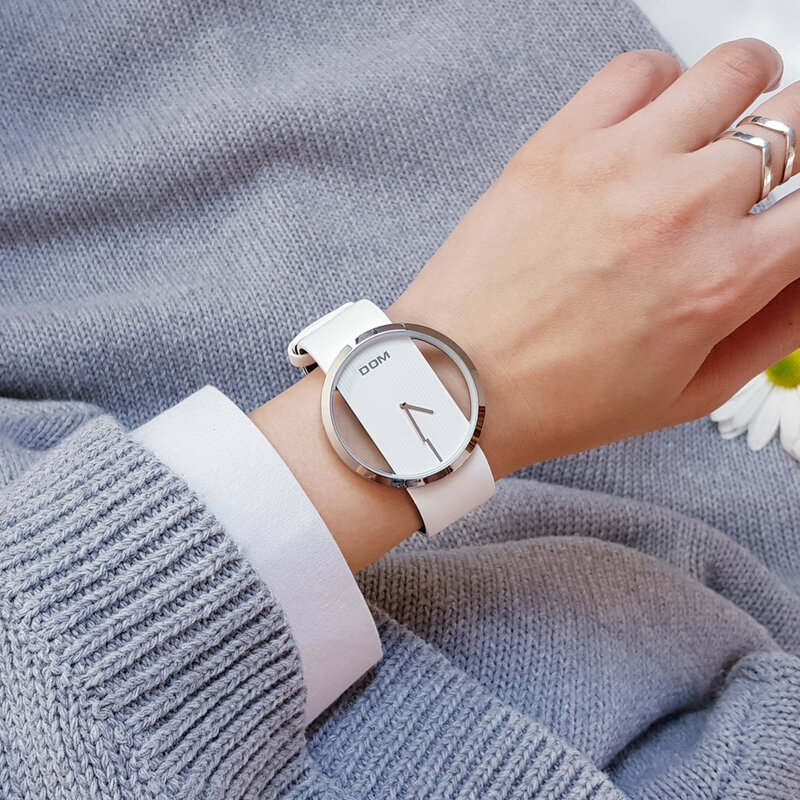 Dom Mode Vrouwen Horloges Luxe Vrouwen Armband Quartz Twatch Voor Vrouwen Quartz Horloge Meisje Waterproofk Echt Leer